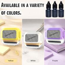 New Wide Anti-Identity Theft Protection Roller Stamp + 3 Refill Bottles Set, Protect Your Privacy And Security (Dream Purple/Warm Yellow/Moon White) Morandi Color Privacy Confidentiality Stamp, Best Friend Gift - Morandi Large Window Privacy Stamp + 3 Refill Set - A005 - View 1