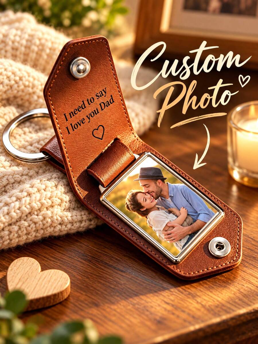 Personalized Men's Keychain With Photo, Customized Name And Photo Keychain Metal Tag Photo Keychain, Personalized Name Keychain, Engraved Keychain, Father's Day Gift, Husband Gift, Anniversary Men's Gift