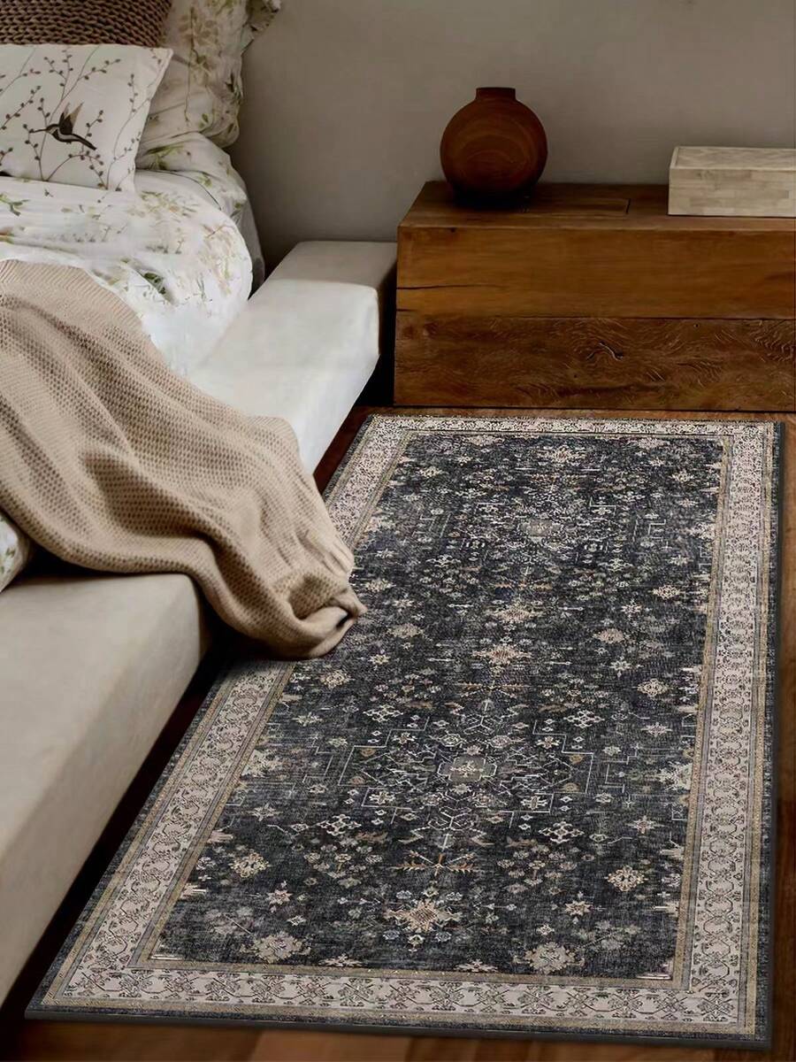 1 buah, Karpet Beludru Berbulu Pendek, Gaya Vintage, Dapat Dicuci dengan Mesin dan Mudah Dibersihkan, Cocok untuk Kamar Tidur, Ruang Tamu, Ruang Belajar, Lorong, dll., Tersedia Berbagai Ukuran - MultiWarna - View 1