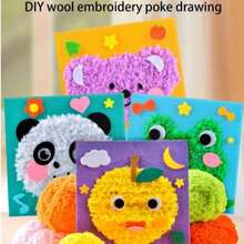 DIY Punch Needle Embroidery Kit For Beginners, Cartoon Animal Wool Yarn Poking Painting Craft Set, Handmade Needle Threading Arts And Crafts For Kids & Teens, Learn To Sew Home Decor, Christmas Gift, New Year Gift, Holiday Party Favor - Multicolor - View 1