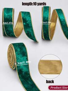 1 Roll Multi-Size Burgundy Silky Premium Christmas Tree Velvet Ribbon, Red With Gold Edge, Satin DIY, Suitable For Holiday Decoration, New Year, Valentine's Day, Christmas Tree Decoration, Gift Bow Packaging Crafts - Multicolor - View 11