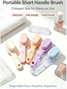 1/5pcs Nail Cleaning Brush, Nail Art Dust Cleaning Brush, Long Handle Multi-Function Brush, Clean Nail Surface, Remove Nail Dust - Multicolor - View 5