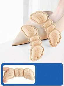 1 Pasang Sol Dalam Sepatu Hak Tinggi Tebal Berbentuk Kupu-kupu, Mencegah Tergelincir dan Gesekan, Lembut, Bernapas, Dengan Desain Berkontur Agar Pas di Kaki, Dapat Diatur, Cocok untuk Sepatu Longgar - Krem - View 4
