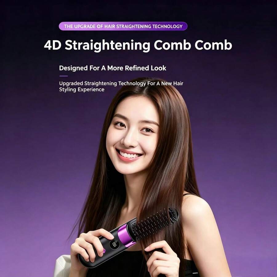 Wireless Hair Straightening Brush, Portable Cordless Hair Straightener, 3 Temperature Settings Anti-Scald Hair Styling Tool, Suitable For Home And Travel