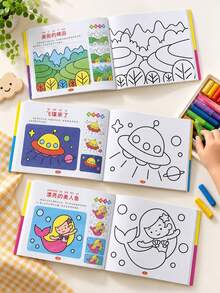 1pc Dinosaur World Line Art Hand-Drawn Tracing Book, Princess Fairy Tale Character Drawing Practice Workbook, Zero-Based Beginner Drawing Book Coloring Book, Covering Eyes, Facial Features, Hairstyles, Expressions And Character Poses Practice, Back To School Season Gift, Campus Drawing Sketch Tracing Book, Light Background To Clear Line Art Helps Observe Lines And Structure Suitable For Children Who Love Anime Drawing To Learn At Home With Parent-Child Companionship - Multicolor - View 1