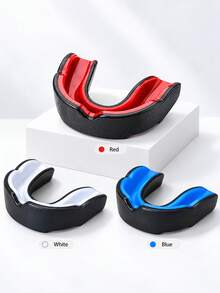 EVA Sports Mouth Guard, Adult Boxing Mouth Guard, Kickboxing Taekwondo Training Gear, Double Layer Design With Storage Box, Lightweight Comfortable Fit, Suitable For Boxing, Martial Arts, Sanda, Football, Basketball, Soccer - Multicolor - View 9