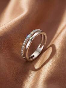 1pc Exquisite S Skull Single Layer Crystal Ring, Elegant Jewelry, Gift For Women - Silver - View 6