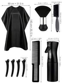 2/4/5/8/9pcs/Set Hairdressing Tool Combo Set, Including Hair Clips, Combs, Neck Brush, Hair Spray Bottle, Haircutting Cape, Unisex Hairstyling Tools - Multicolor - View 2
