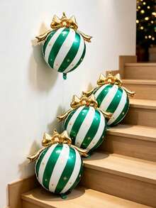 4pcs Christmas Bow Aluminum Foil Hanging Ball Set, Red, Green, Gold, Multicolor Optional, Festive Color Scheme, Suitable For New Year, Christmas Home Decor, Yard Decor, Party Decor, Holiday Decor - 4-pack Bow Hanging Ornaments - View 8