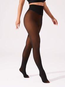 1pc Women's Multi-Functional Fleece Lined Warm Leggings, Daily Wear, Multiple Colors - Mocha Brown - View 10