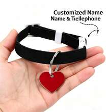 Personalized Custom Pet Anti-Lost Engraved ID Tag + High Elasticity Adjustable Collar, Pet Accessories, Personalized Custom Pet Heart-Shaped Ornament, Suitable For Small And Medium Cats And Dogs - Multicolor - View 10
