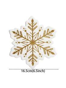 32/16Pcs Gold Foil Snowflake Napkins, White Gold Die-Cut Disposable Tissue For Christmas Holiday Table Decor - Multicolor - View 2