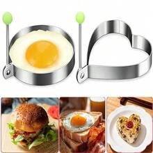 Breakfast Sandwich Egg Ring Mold, Stainless Steel Egg Molds, Suitable For Flat Pan, Heart, Flower, Star, Round Pancake Mold Set - Multicolor - View 15
