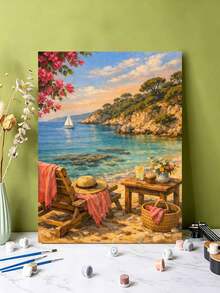 DIY Mediterranean Seaside Summer Vacation (Frameless Or Framed 8x12 / 16x20 Inches) Paint By Numbers Kit (Acrylic) Arts & Crafts For Adult Beginners, Home Wall Decor, And Creative Holiday Gifts - Sets - View 5