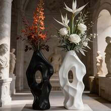 A Plastic Vase With A Cut-Out Design-A Modern Decorative Piece Suitable For Home Decor, Living Rooms, Bedrooms, Bookshelves, Tabletops, And More. - B - View 3