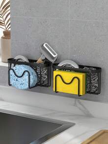 1/2pcs Sink Sponge Holder, Strong Self-Adhesive - Easy To Install, Wall-Mounted Kitchen Sink Rack, Sponge Holder Hook, Perfect For Dishcloths, Sponges, Brushes - Kitchen Supplies, Kitchen Accessories And Kitchen Storage - Multicolor - View 7