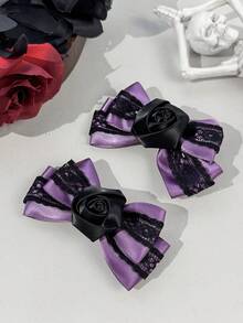 2pcs Dark Color Gothic Style Women's Hair Clips, Suitable For Holiday Dress-Up And Gothic Enthusiasts Daily Wear - Multicolor - View 5