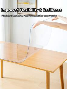 1 Piece Of Transparent PVC Stain Resistant Tablecloth, Anti-Slip, Anti-Stain, Anti-Oil, Suitable For Various Purposes Such As Dining Room, Living Room, Study Table Mat, Etc., Easy To Clean - Transparent - View 7