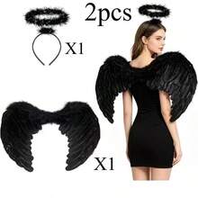 1pc Fashionable Unique Angel Feather Wings For Masquerade Party, Suitable For Stage Performance, Party Festival Celebration, Halloween Costume - Multicolor - View 4