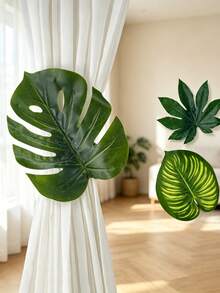 2pcs Realistic Leaf Curtain Clips, Large Leaf Shape Curtain Clips, Suitable For Various Curtain Decoration And Fixing - Artificial Leaf Style - View 2