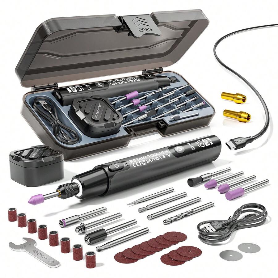 39pcs USB Electric Polishing Machine Tool Set, Linear Polishing Machine, Car Polishing Machine, Electric Angular Grinding Machine, Cordless Drill Bit, Can Be Charged And Used At The Same Time, Used For DIY Jewelry Grinding Pen Electric Tool Set - Multicolor - View 1