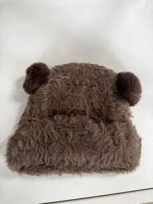 1pc Cute Bear Ear Plush Hat, Warm Ear-Protective Beanie For Women, Autumn/Winter, Face-Slimming - Multicolor - View 16