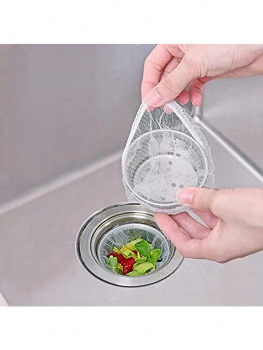 200/100pcs Disposable Sink Strainer Filter Bags (Includes 1 Storage Box), Kitchen Food Waste Collection Mesh, Anti-Clogging Drain Filter Bags, Suitable For Kitchen Sinks, Use And Throw Away, Lift And Toss Food Waste Directly, No Need To Wash Greasy Filter Mesh By Hand, Good Breathability, Rapid Drainage While Trapping Residue, Prevents Water Accumulation And Overflow, Fits Most Standard Kitchen Sink Strainer Baskets, Easy To Install And Remove, Reduces Food Residue Adhesion, Inhibits Drain Odor, Reduces Kitchen Cleaning Burden - Sink Filter Bag - View 1