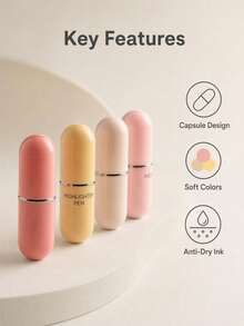 4pcs Mini Highlighters, Macaron Color Series, Compact & Portable, Aesthetic Highlighting Pens, Perfect For School, Office, Reading Notes, Journal Decoration And Marking Textbooks - Highlighter - View 2