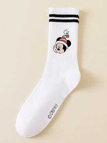 1/5 Pairs Disney Men's Mid-Calf Socks, Double Stripe Graphic, Simple Breathable Sports Socks, Fun Halloween Gift Socks - Multicolor - View 10