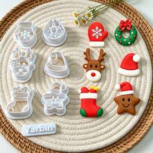 7pcs Christmas Wreath Mitten Reindeer Shape Clay Cutters, Holiday Embossing Molds, DIY Handmade Earring Pendant Jewelry Craft Supplies - 7pcs - View 5