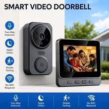 Video Doorbell With 10.92cm Screen, Wireless Smart Video Doorbell, Supports Two-Way Audio, Night Vision, Wide Angle, Video Recording, Local Storage, No Network And App Required - View 2