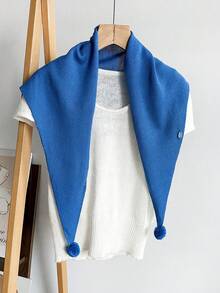 1 PC Women Pure Wool Knit Triangle Scarf, Solid Color Multi‑Way Wear Warm Neck Wrap Shawl, Minimalist Fall Winter Layering Accessory - Multi-color 7 - View 24