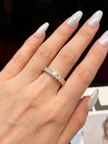 1pc Moissanite Ring, Fashion 0.1CT Jagged Pave Gold Ring, Suitable For Women Stacking And Daily Wear - Sawtooth Diamond Moissanite Ring - View 5