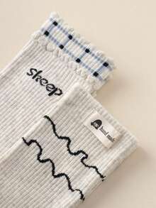 5 Pairs Women's Beige Grey Warm Mid-Calf Socks - Multicolor - View 4