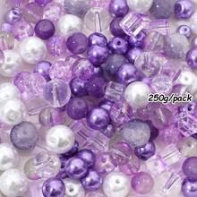 beadia 100/250g 2-10mm 紫色系列混色玻璃珠，多款式 DIY 珠寶手工配件，項鍊與手鍊製作材料，適合女性 - 紫色系 - 查看 7