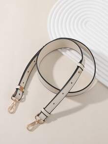 1pc Adjustable Solid Color Classic Faux Leather Bag Replacement Shoulder Strap - Beige - View 2