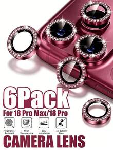 Mr. War Gorilla 6pcs [Rhinestone Appearance Lens Protector Ring] Burgundy Lens Ring, Rhinestone Appearance Inlaid, Precisely Covers Each Lens, Waterproof, Anti-Fingerprint Residue, Avoids Daily Sharp Object Bumps And Scratches, Prevents Lens Damage, Easy Installation, Peel And Stick, Phone Lens Accessory. Compatible With IPhone 18promax/18pro/18/17 Pro Max/17 Pro/17/16 Pro Max/16 Pro/16/15 Pro Max/15/And Other Models. - Burgundy - View 8
