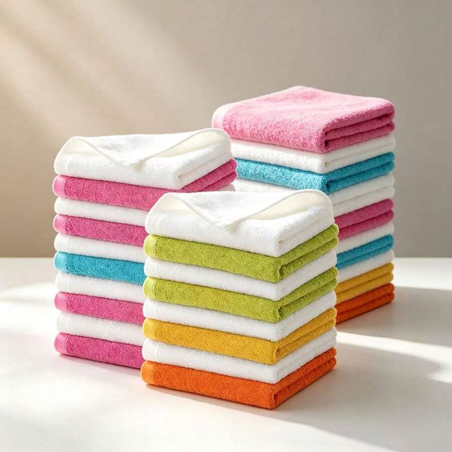 Face Towels 6/18/36pcs, Super Soft Skin-Friendly Face Cloths, Suitable For Sensitive Skin, 10x10 Inch Large/Small Facial Cleansing Towels, Reusable Washable Makeup Remover Cloths, Easy To Rinse Multi-Color Face Cleansing Cloths - Multicolor - View 1