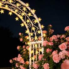 Solar Powered Warm White Star String Lights, 5M20LED, 7M50LED, 12M100LED Multiple Specifications Available, Ideal For Garden Holiday Decoration. Hollow 3D Five-Pointed Star Design, Exquisite Craftsmanship, Warm Yellow Soft Light Gently Radiating, Sparkling Stars Under The Night Sky, Romantic And Healing Atmosphere. Built-In 8 Lighting Modes, Multiple Lighting Effects Freely Switchable. - Solar Star String Lights - View 11