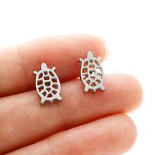 1 Pair Hollow Turtle Earrings Stainless Steel Cute Sea Animal Ear Jewelry Tiny Tortoise Earrings Gift For Animal Lovers - GED367 - View 7