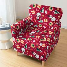 1pc Christmas Print Elastic Small 5-Piece Chair Cover, Single Seat Dust-Proof Sofa Cover For Living Room And Bedroom, All Season - Multicolor - View 9