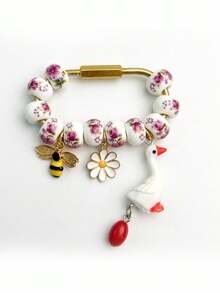 Cute Beaded Keychain - Heart & Star Shaped Pendant Bag Charm (Multi-Color) - Multicolor - View 10