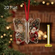 1pc 2D Flat Butterfly Christmas Tree Hanging Ornament & Hanging Decoration - Suitable For Home Decor, Asymmetrical Shape For Christmas Party - Free Butterfly Pattern For Holiday Decoration, Tree Top Ornament & Branch Decoration, 2D Flat - Multi-color - View 11