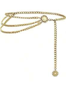 Multi-Layer Metal Waist Chain Belt For Women, Sunflower & Butterfly Pattern, Plus Size Long - Multicolor - View 13