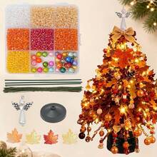 DIY Beaded Autumn Tree Craft Kit - Glowing Autumn Maple Tree Making Set, Includes Glass Seed Beads/Angel Tree Topper/Acrylic Maple Leaves/LED Light String/Base, For Thanksgiving Table Centerpiece And Adult Handmade Gift - Brown Autumn Style - View 9