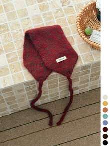1pc Autumn/Winter Color Yarn Solid Color Earmuffs With Tie For Women, Warm Ear Covers, Cold Protection, Dual-Use Scarf Ear Warmer - Multicolor Yarn Blend Brushed - View 13