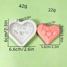 3pcs Tulip Heart Silicone Mold DIY Handmade Candle Aromatherapy Plaster Soap Silicone Mold - White - View 6