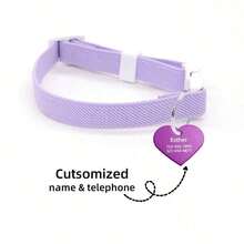 Personalized Custom Pet Anti-Lost Engraved ID Tag + High Elasticity Adjustable Collar, Pet Accessories, Personalized Custom Pet Heart-Shaped Ornament, Suitable For Small And Medium Cats And Dogs - Multicolor - View 16
