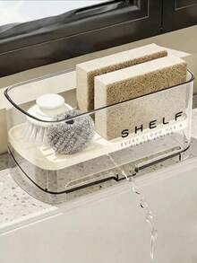 1pc Multifunctional Sink Drain Rack, Countertop Storage, Suitable For Sponge, Soap, Brush, Towel, Kitchen Sink Accessories, Dish Cloth Holder, Compact Design, Easy To Clean, Durable Plastic, Sponge Holder - Multicolor - View 6