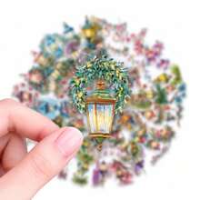 56pcs Fairy Tale Vintage Oil Lamp PET Stickers, Perfect For Scrapbooking, Journals, Laptops, Bumpers, Skateboards, Water Bottles, Computers, Phones And Other DIY Creative Graffiti Sticker Toys - Multicolor - View 2